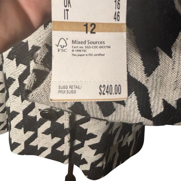 Kasper Houndstooth Blazer Womens Size 12 Black White Textured Career Jacket NWT - Picture 9 of 10